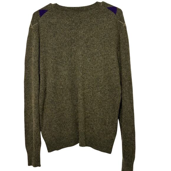 J Crew Vintage Lambswool Argyle Ladies XL Olive Purple Sweater - Picture 3 of 4